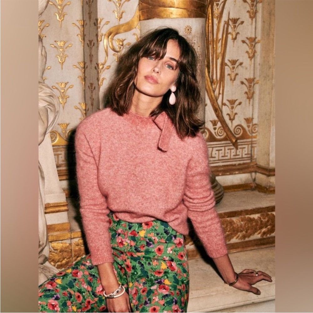 Sezane Pink Crewneck Sweater